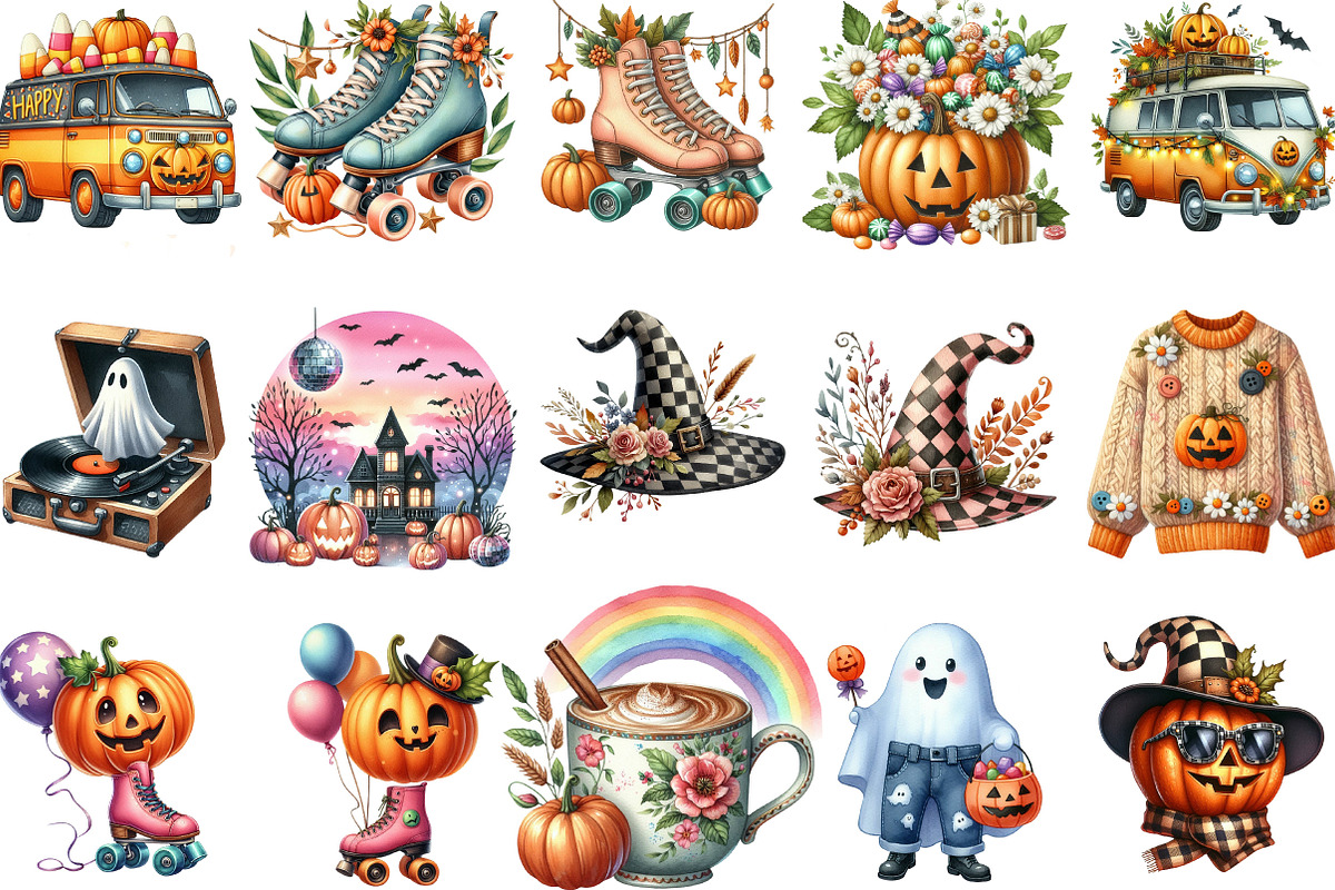 Retro Fall Png, Fall, Halloween, an Illustration by Designking (Photo 2 of 5)