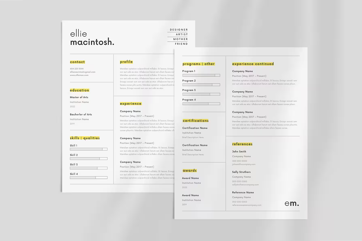 Minimal Creative Resume Canva, a Resume Template by frommakertomaker (Photo 2 of 6)