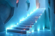 Futuristic Glowing Neon Ice Stairs, a Background Photo by Aura Canyon HQ (Thumbnail 1 of 9)
