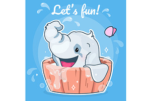 Cute elephant kawaii character, a Poster Template by IMG visuals characters