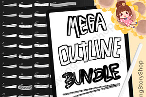 Procreate Outline Lettering Brushes, a Brush Add-On by DrawingStoryShop