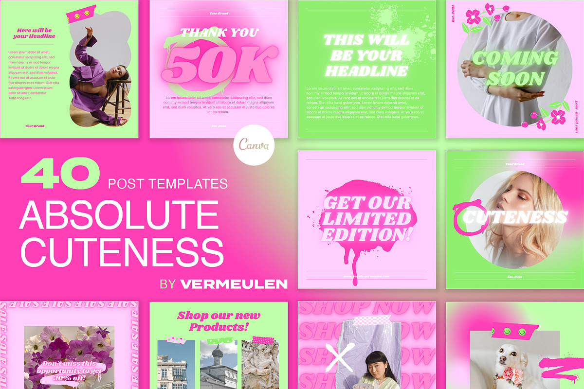 Instagram Social Media CANVA Cute, a Social Media Template by Vermeulen Design Studio (Photo 1 of 5)