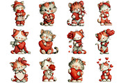 Valentine Cat Clipart, an Illustration by Designking (Thumbnail 3 of 5)