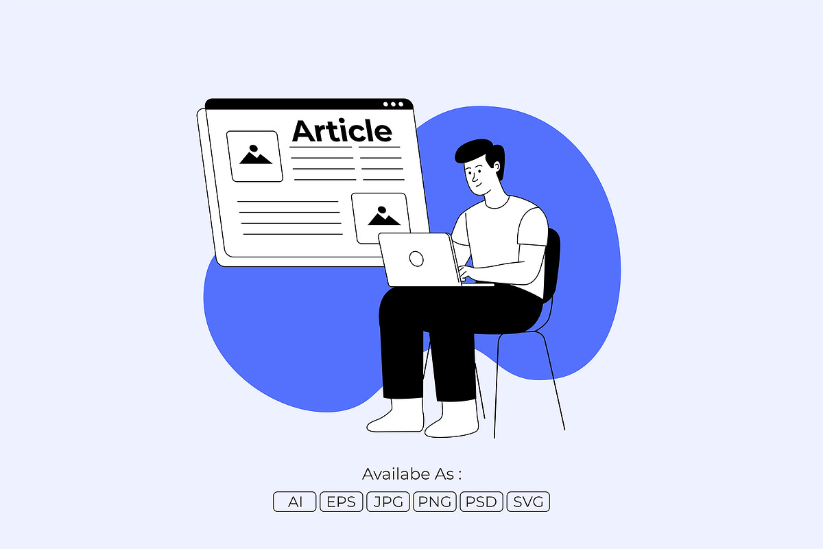 Online Article Writing Illustration, a Work Illustration by Partikusi Design (Photo 1 of 3)
