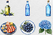 Blue Summer Mediterranean Clipart, an Illustration by Black Bird Studio (Thumbnail 2 of 6)