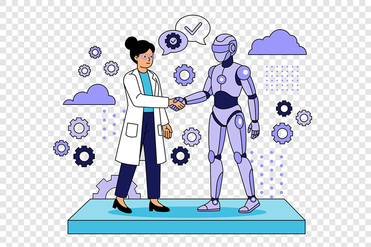 Ai & Human Cooperation Illustration, a Person Illustration by Partikusi Design (Photo 3 of 3)