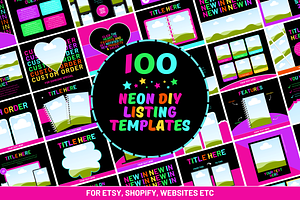 Neon Etsy Listing Templates, a Branding & Logo Template by SunshineStudioBoutique