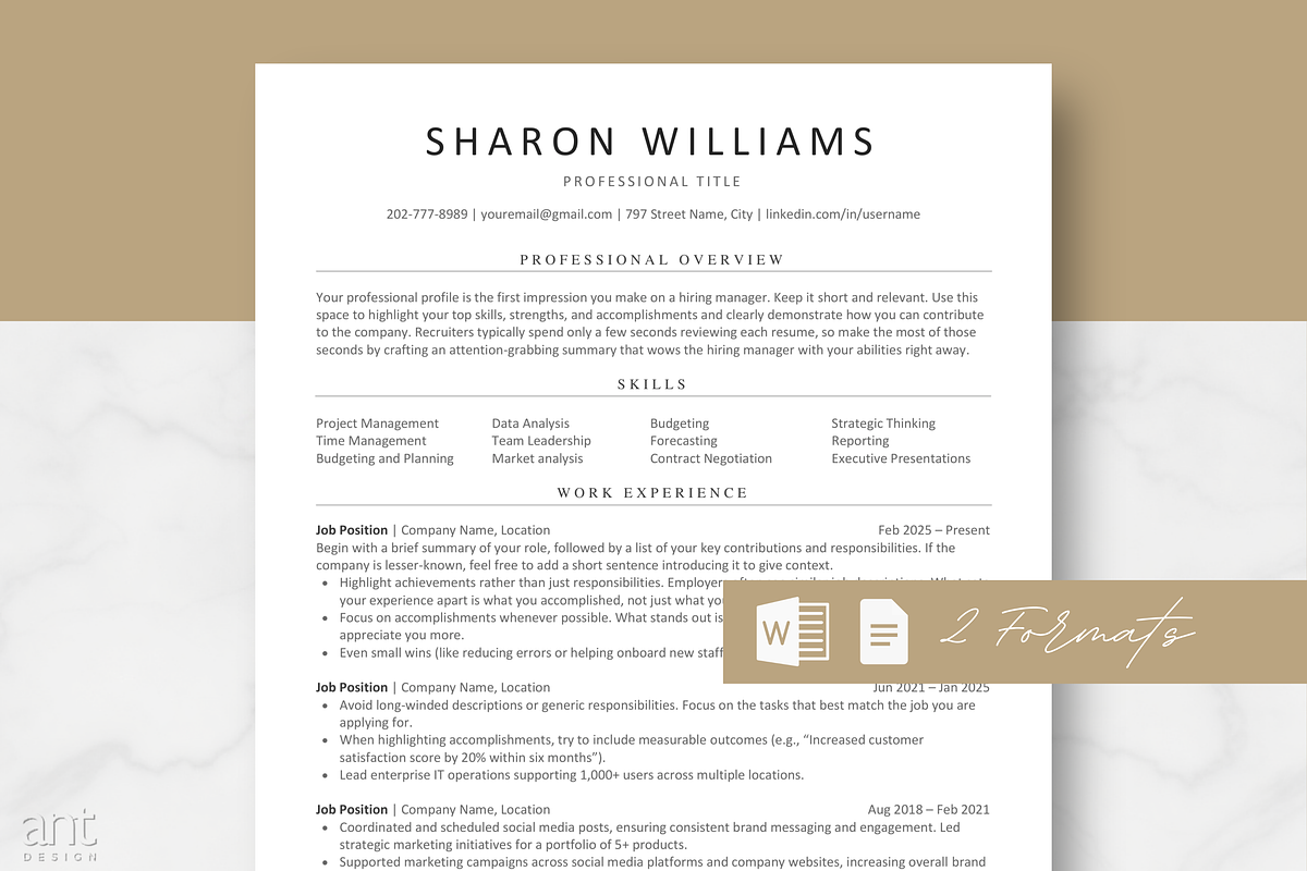 ATS Resume Template | Modern Resume, a Resume Template by AntDesignStudio (Photo 1 of 9)