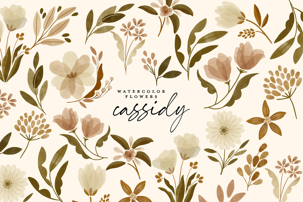 watercolor vintage flower clipart, an Illustration by beatriceviyiwi (Photo 1 of 3)