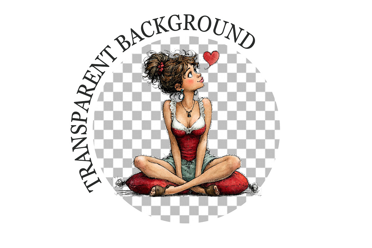 Quirky Valentine Day Woman Clipart, a Seasonal Illustration by Rose Art (Photo 6 of 6)