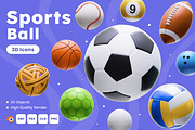 3D Sports Ball Icons, an Object 3D Model by Azam Creative (Thumbnail 1 of 5)
