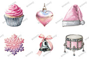 Pastel Silver Pink Christmas Clipart, a Graphic by designcity5 (Thumbnail 2 of 5)