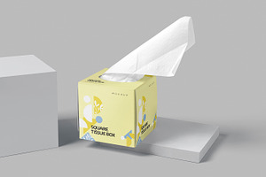 Square Tissue Box Mockups, a Packaging Mockup by DesignNeutrons
