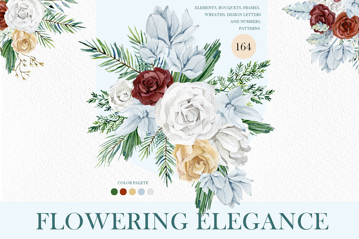 Watercolor winter Christmas floral, an Illustration by AnnaTkachi (Photo 1 of 8)