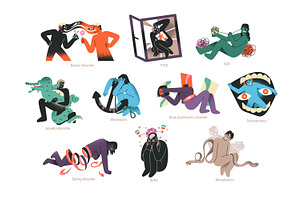 Mental disorders, psychological set, a Person Illustration by PaperTrident