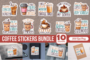 Coffee Printable Stickers Bundle, an Illustration by shopcosm (Thumbnail 1 of 3)