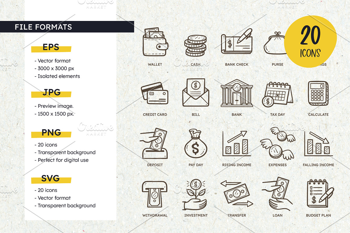 Finances and Money Icon Set, an Outline Icon by insemar (Photo 3 of 4)