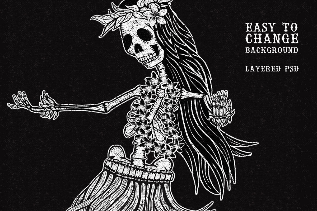 Hula Skeleton Halloween Dancer, an Illustration by creativebythesea (Photo 3 of 3)