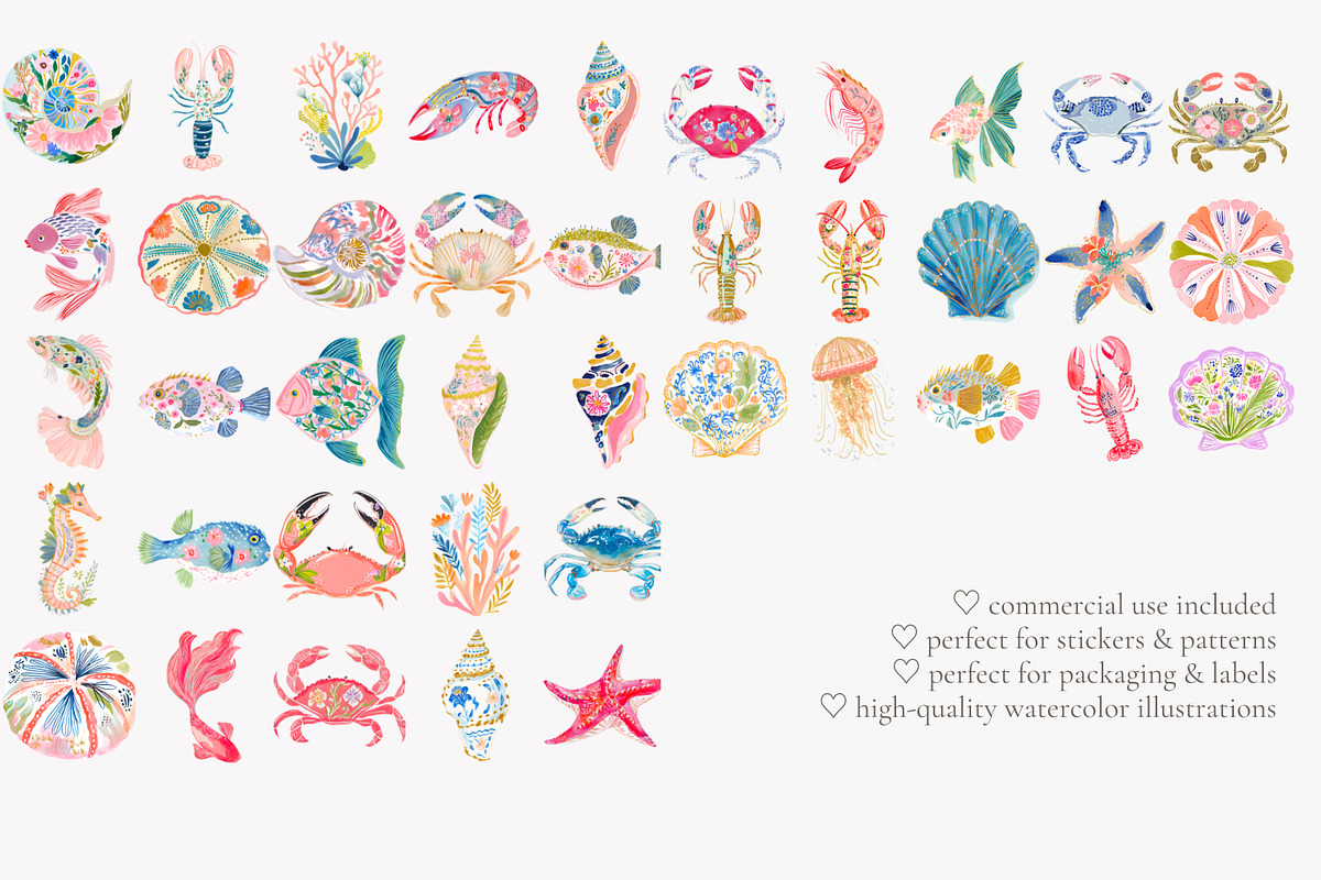 Tropical reef clipart set, a Decorative Illustration by Patishop Art (Photo 10 of 10)