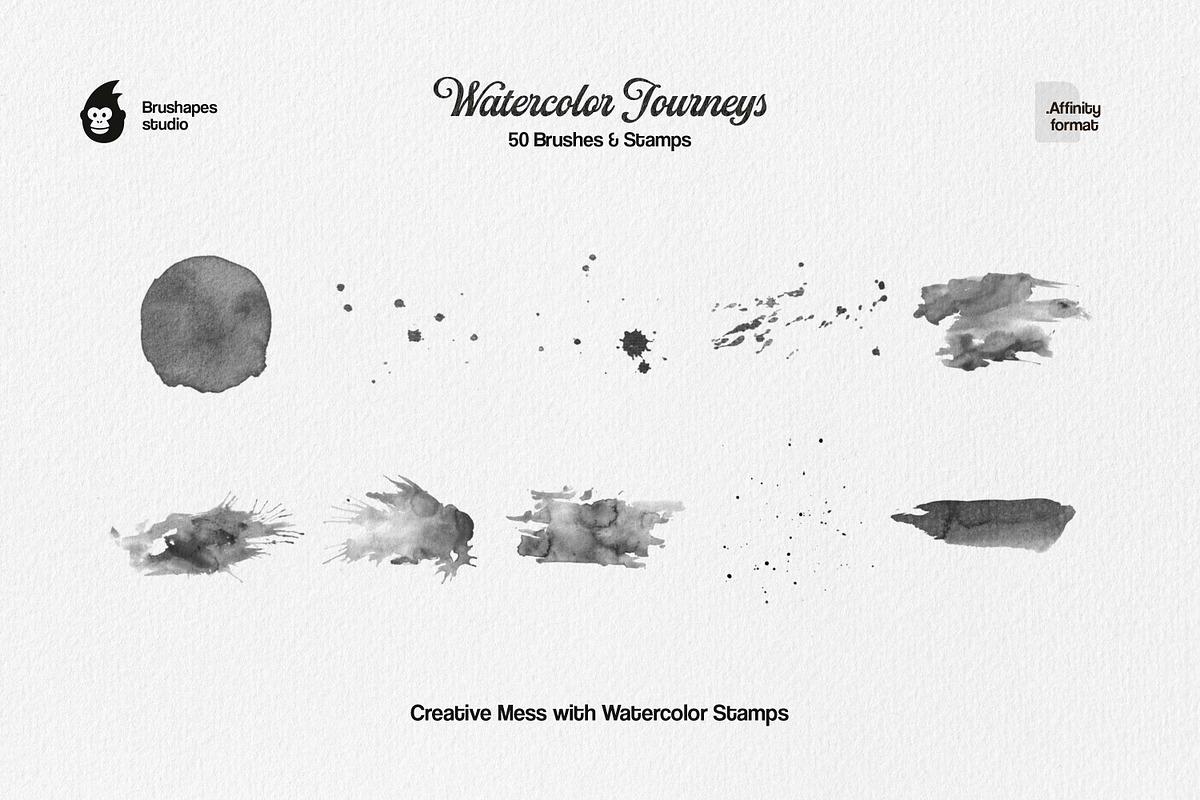 Watercolor Journeys Affinity Brushes, a Brush Add-On by brushapes.com (Photo 6 of 11)