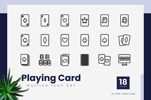 Playing Card Outline Icons, an Outline Icon by Zeer Graphic