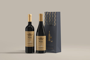 Wine Bottles with Bag Mockup, a Product Mockup by pmvch