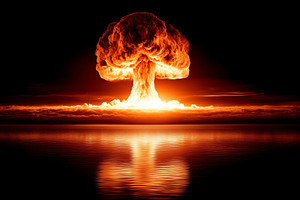 Fiery mushroom cloud from a massive, a Background Photo by MistyDay