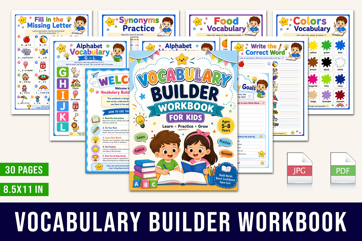 Vocabulary Builder Workbook, a Stationery Template by Designmela01 (Photo 1 of 5)