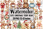 Cute Christmas Teddy Bear Clipart, an Illustration by Design Market (Thumbnail 1 of 3)