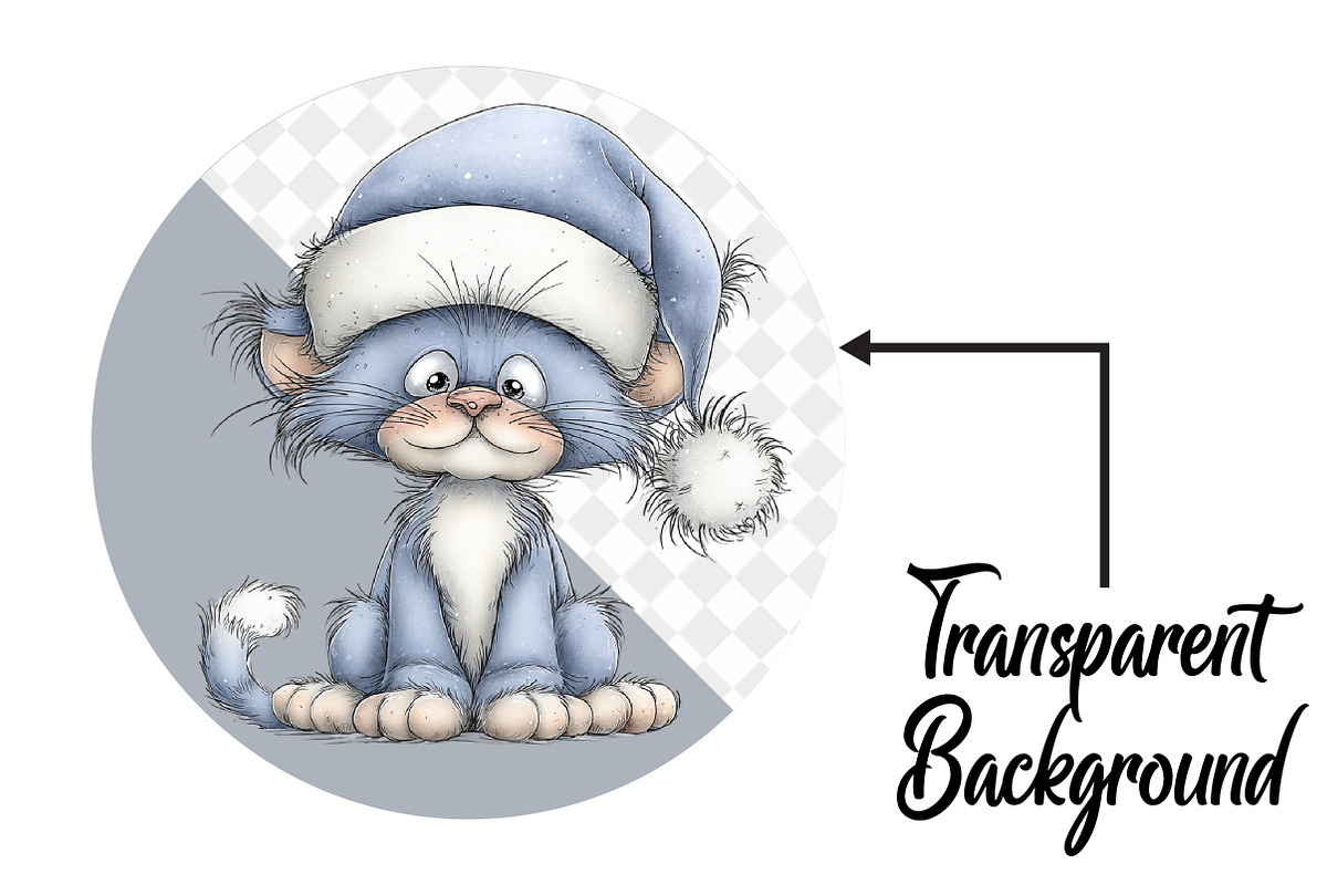 Christmas Cat Clipart Bundle, an Illustration by Pixels.Craft (Photo 2 of 6)