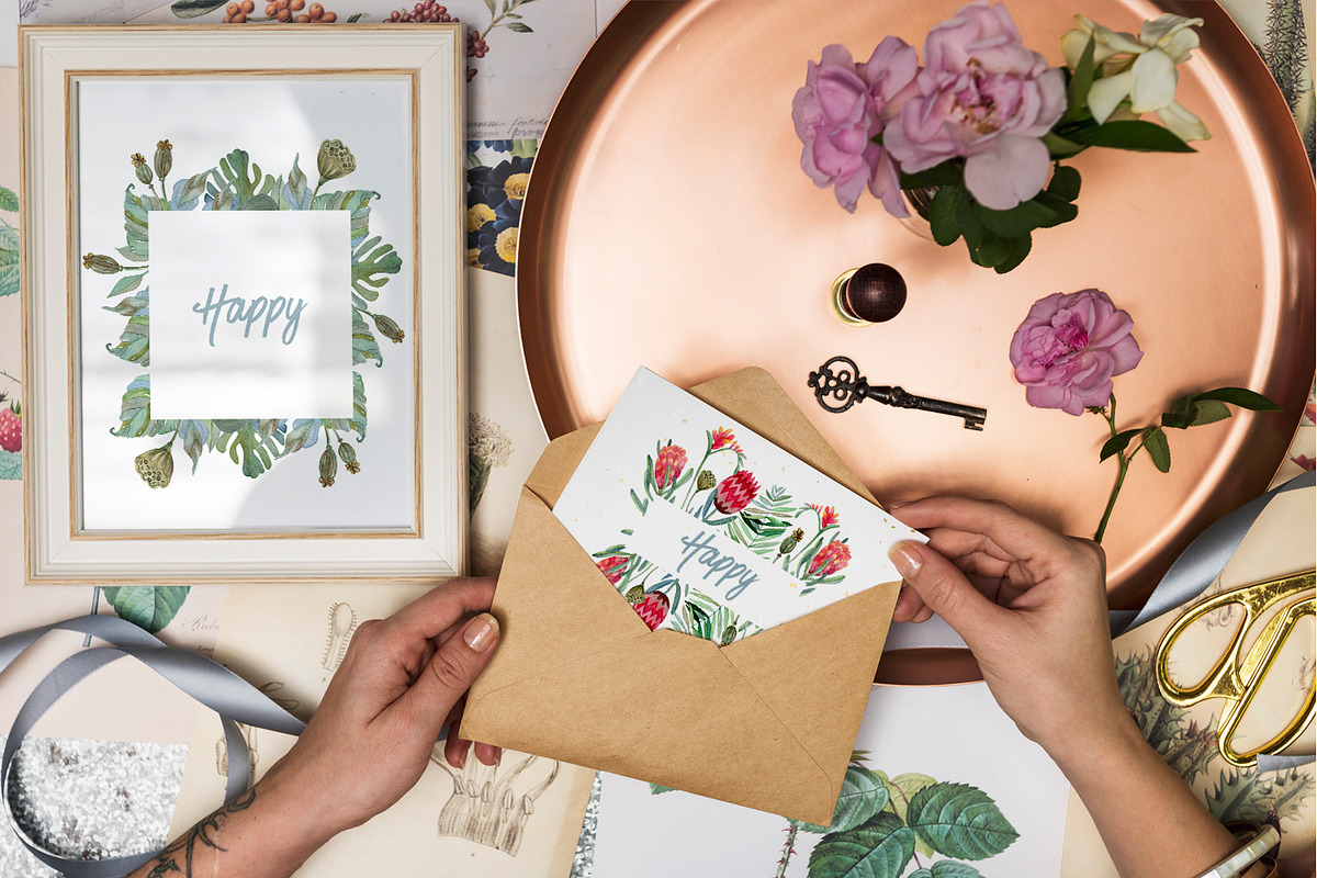 Watercolor Protea set, a Decorative Illustration by annasokol_ (Photo 7 of 8)