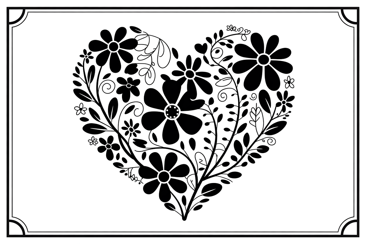 Elegant Black Floral Heart, an Illustration by Amazin_art (Photo 9 of 16)