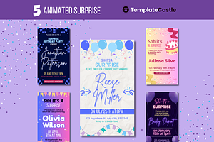 5 Animated Surprise Birthday, a Templates & Theme by TemplateCastleStore