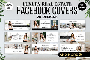 Luxury Real Estate Facebook Covers, a Social Media Template by CreativeVinesStore
