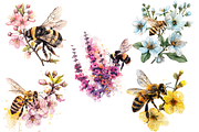 Watercolor Spring Bees and Flowers, an Animal Illustration by Mash Mash Stickers (Thumbnail 5 of 9)