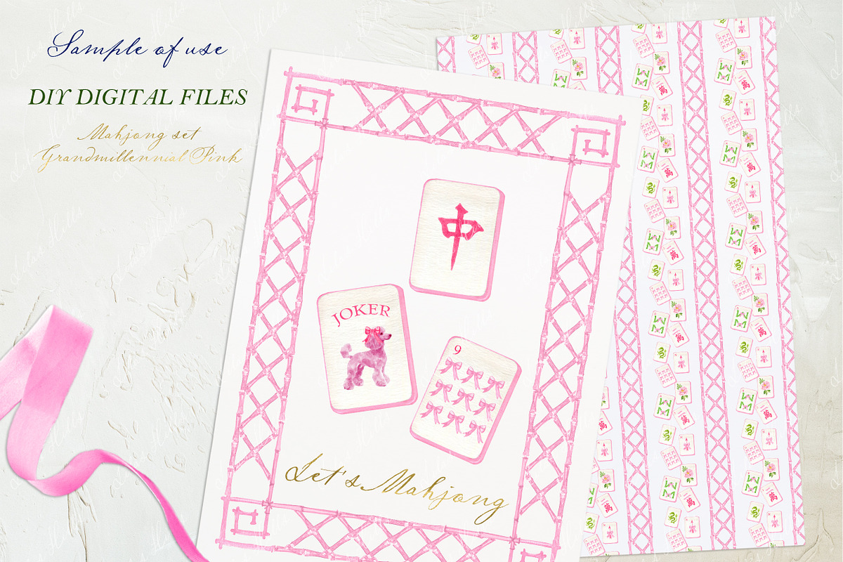 Mahjong Set PNG Watercolor DIY, an Illustration by LABFcreations (Photo 4 of 4)