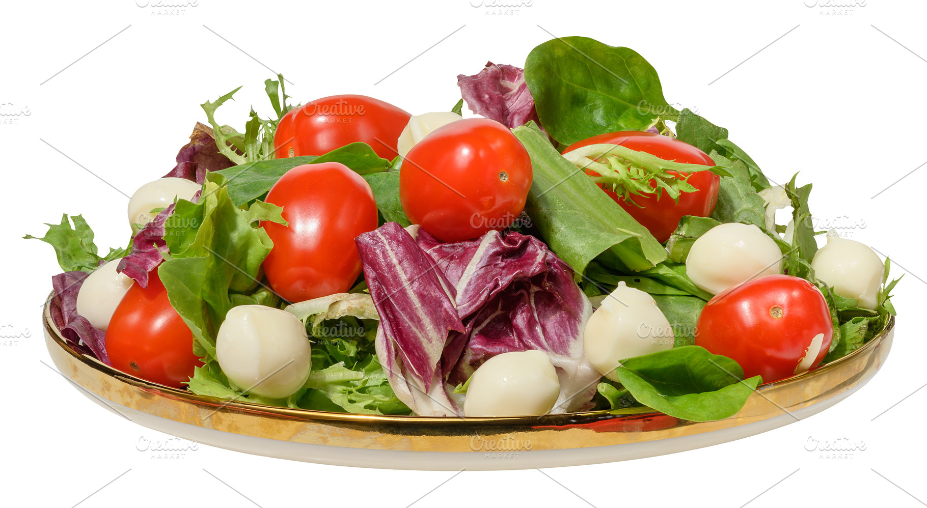 Fresh salad with cherry tomatoes, mixed greens and mozzarella ba, a Food & Drink Photo by ndanko