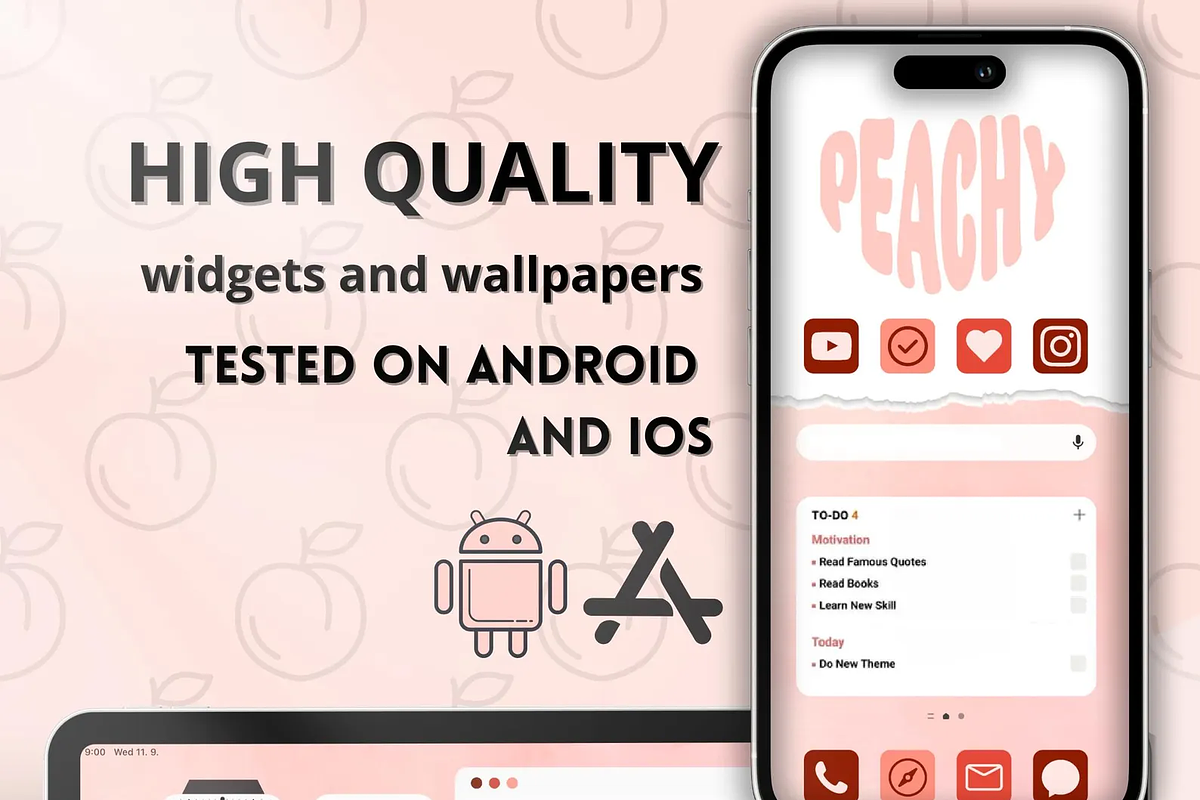 Sweet Peach iPad and iPhone Theme, a Wallpaper Graphic by BeeRubby (Photo 2 of 8)