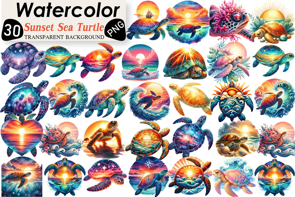 Sunset Sea Turtle Sublimation, an Illustration by Black Bird Studio (Photo 1 of 6)