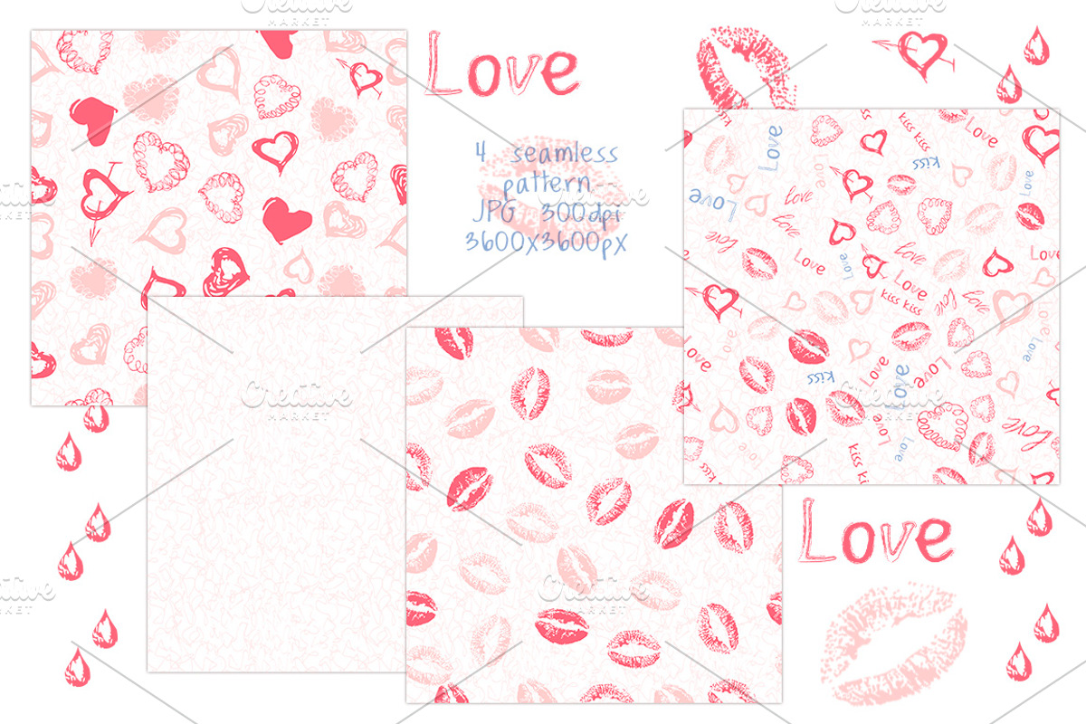 Love set. Hearts kisses doodle, an Object Graphic by antuanetto (Photo 4 of 5)