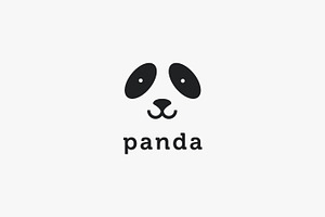 Cute Simple Smile Panda Face Logo