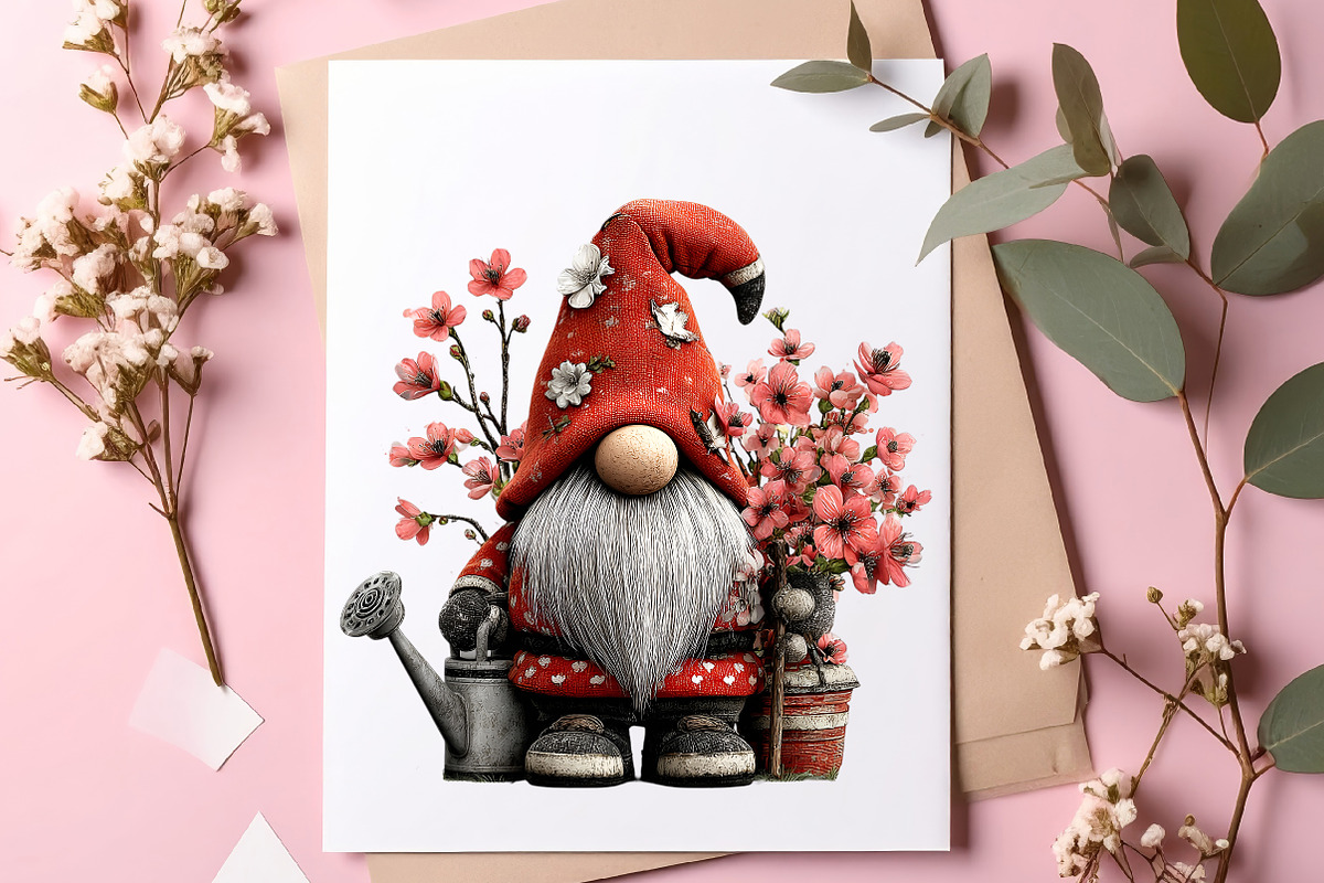 Watercolor spring gnomes clipart, an Illustration by SinaCreation (Photo 7 of 8)