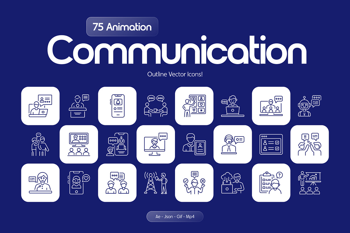 Animated Communication Icons, an Outline Icon by Prosymbols (Photo 1 of 5)