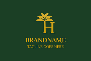 Letter H Palm Tree Luxury Logo, a Branding & Logo Template by Pray Art Design Studio
