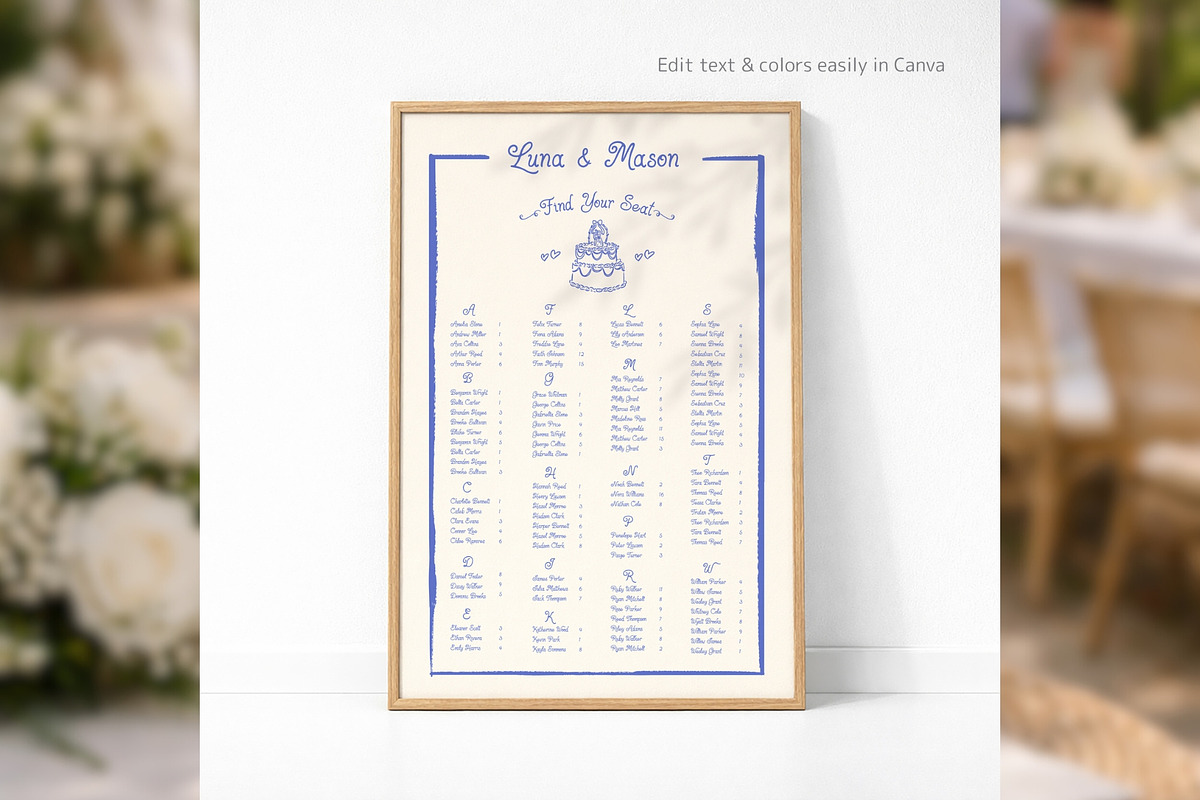Alphabetical Seating Chart bd002, a Poster Template by TyphoonStudio (Photo 6 of 9)