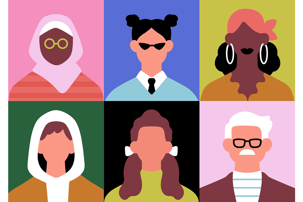 Abstract people face avatars set, a Person Illustration by Good Studio (Photo 9 of 13)