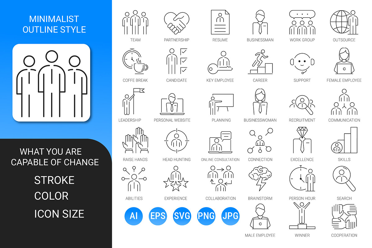 Business people outline icon set, an Outline Icon by Icons (Photo 2 of 3)