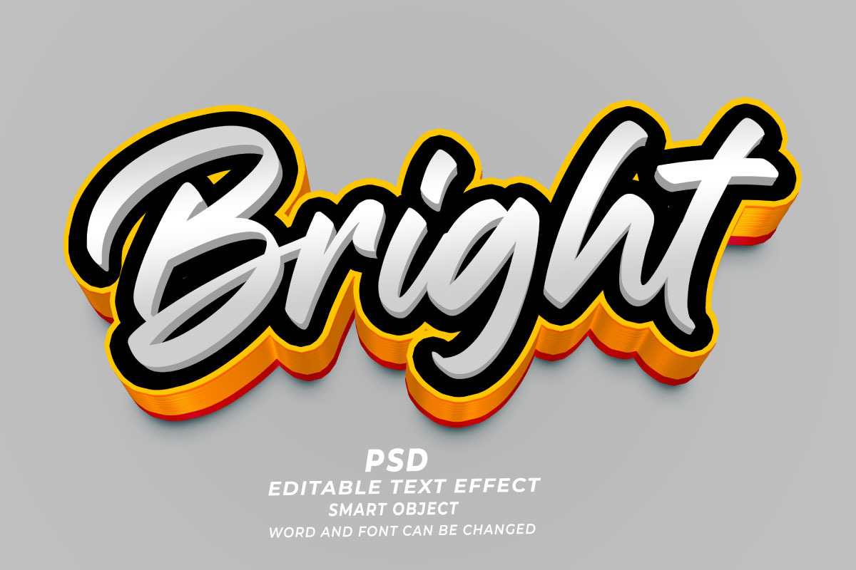 Bright PSD 3d Editable Text Effect, a Layer Style Add-On by TrueVector
