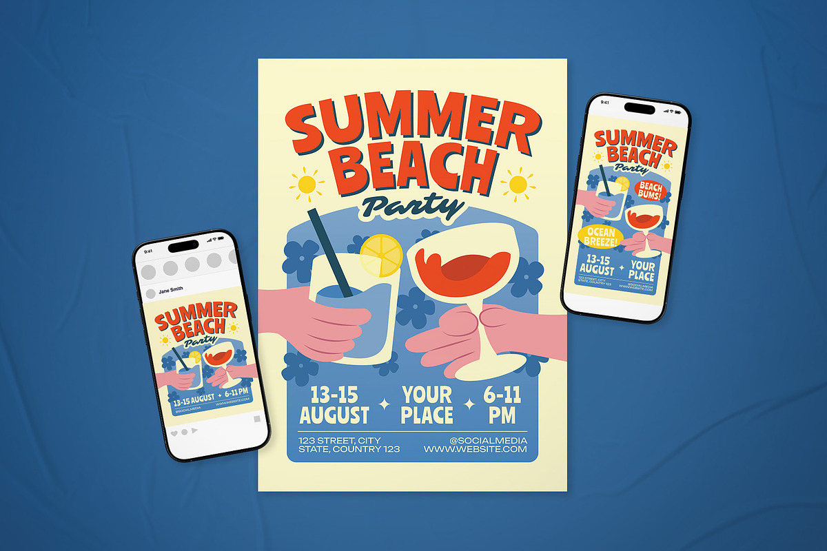 Summer Beach Party Event Flyer Set, a Flyer Template by The Good Store (Photo 1 of 2)
