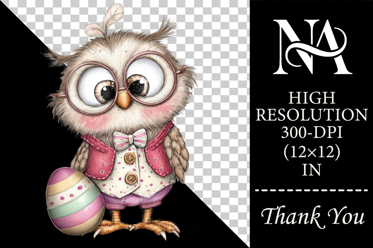 Quirky Easter Owl Clipart Bundle, an Animal Illustration by RobertsArt (Photo 2 of 6)